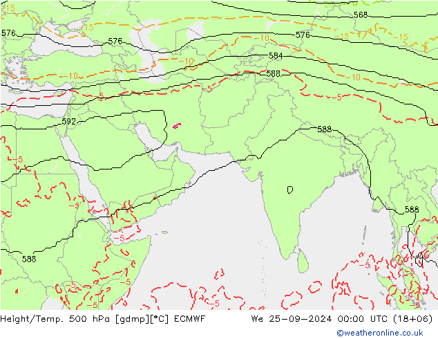 Height/Temp. 500 hPa ECMWF  25.09.2024 00 UTC