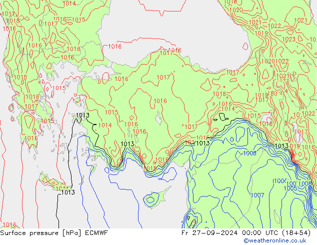 Surface pressure ECMWF Fr 27.09.2024 00 UTC