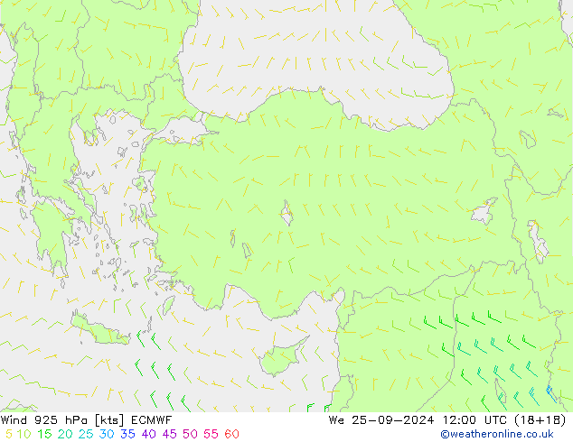 Wind 925 hPa ECMWF We 25.09.2024 12 UTC