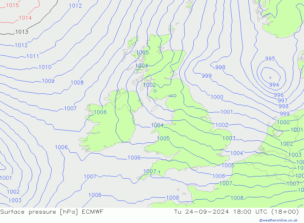 pressão do solo ECMWF Ter 24.09.2024 18 UTC