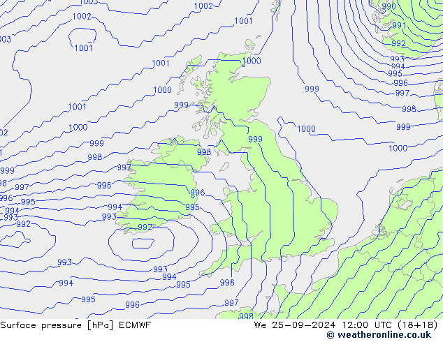 Bodendruck ECMWF Mi 25.09.2024 12 UTC