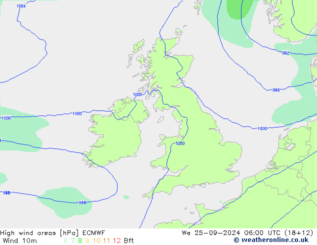 Windvelden ECMWF wo 25.09.2024 06 UTC