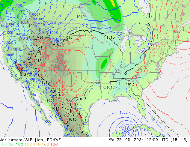 Jet Akımları/SLP ECMWF Çar 25.09.2024 12 UTC