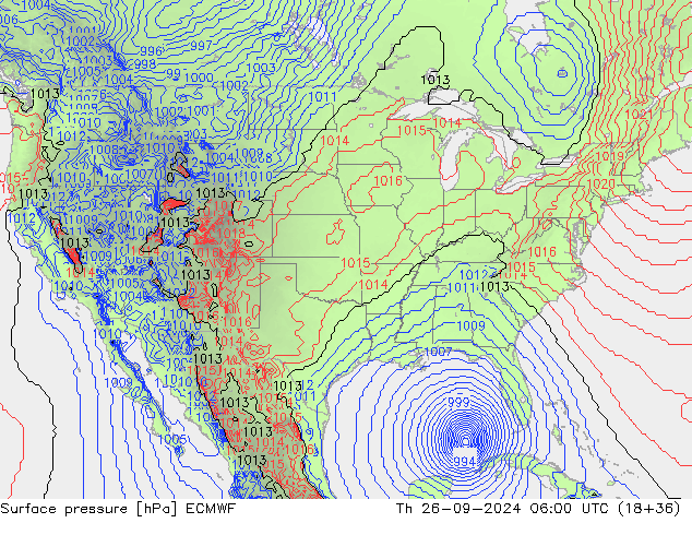 приземное давление ECMWF чт 26.09.2024 06 UTC