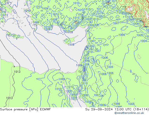 Atmosférický tlak ECMWF Ne 29.09.2024 12 UTC