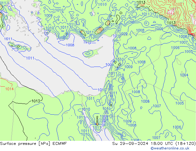 Pressione al suolo ECMWF dom 29.09.2024 18 UTC