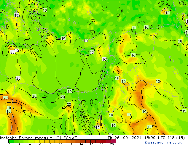 Isotaca Spread ECMWF jue 26.09.2024 18 UTC