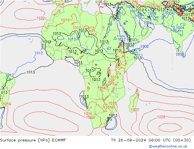 ciśnienie ECMWF czw. 26.09.2024 06 UTC