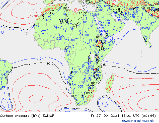 Surface pressure ECMWF Fr 27.09.2024 18 UTC