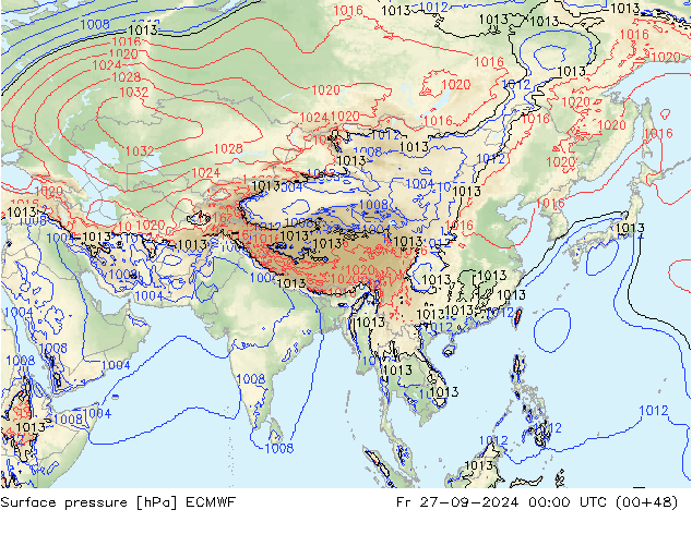 Bodendruck ECMWF Fr 27.09.2024 00 UTC