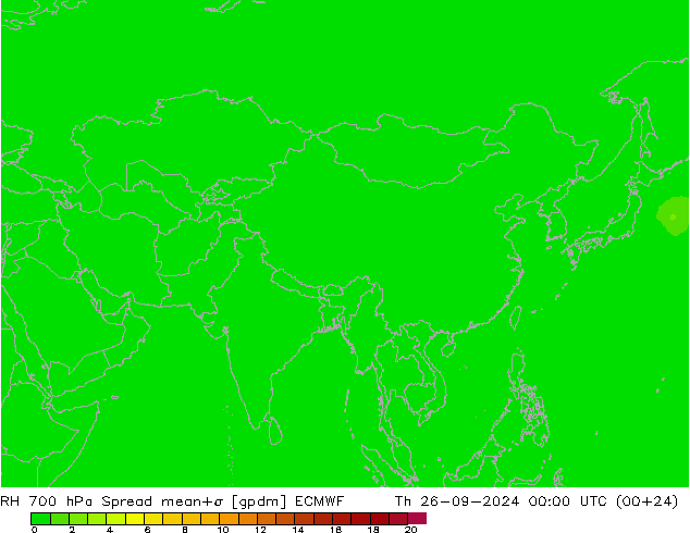 RH 700 hPa Spread ECMWF Th 26.09.2024 00 UTC