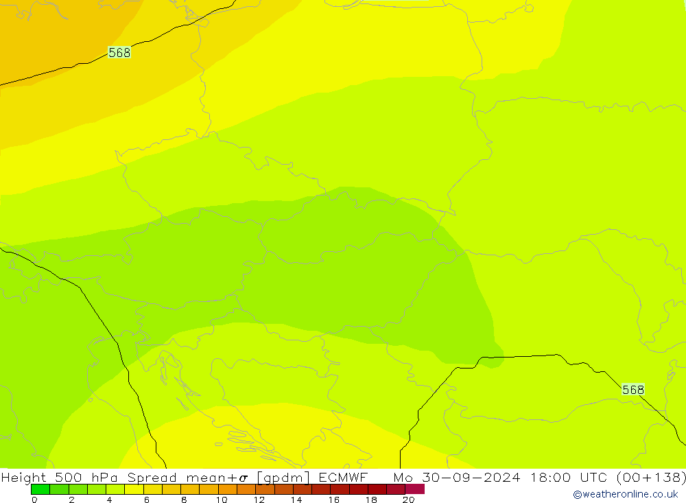 Height 500 hPa Spread ECMWF lun 30.09.2024 18 UTC