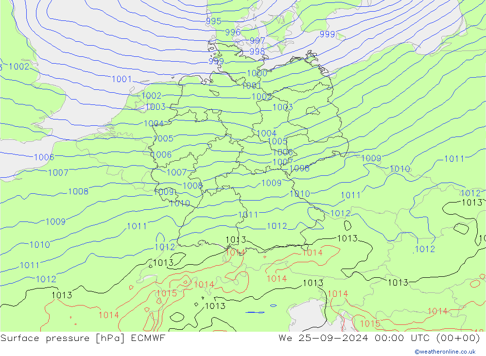 Yer basıncı ECMWF Çar 25.09.2024 00 UTC