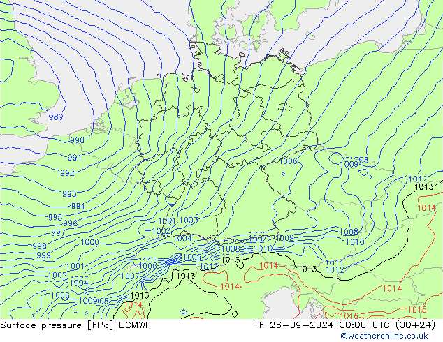 Yer basıncı ECMWF Per 26.09.2024 00 UTC