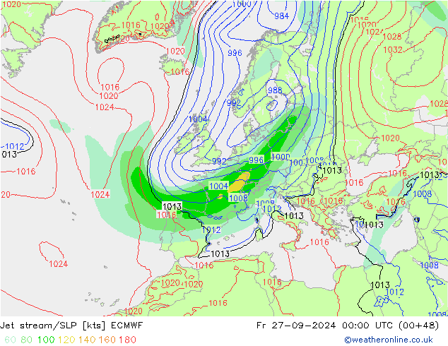 Polarjet/Bodendruck ECMWF Fr 27.09.2024 00 UTC