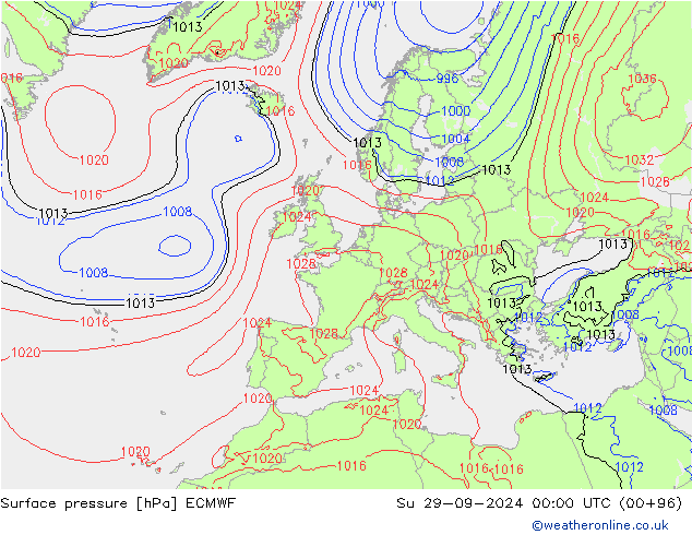 pression de l'air ECMWF dim 29.09.2024 00 UTC