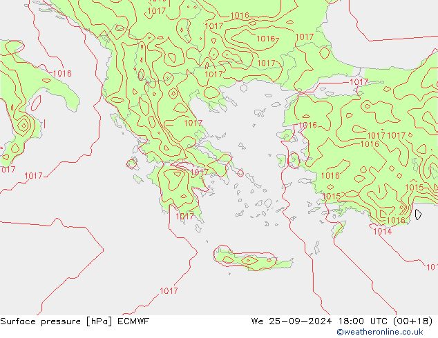 Pressione al suolo ECMWF mer 25.09.2024 18 UTC