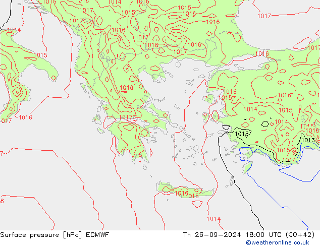 Presión superficial ECMWF jue 26.09.2024 18 UTC