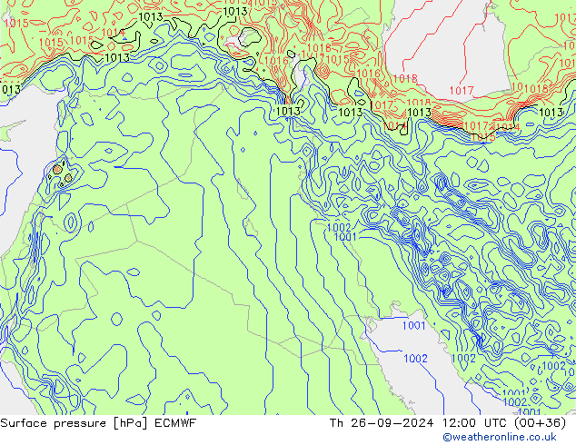 Pressione al suolo ECMWF gio 26.09.2024 12 UTC