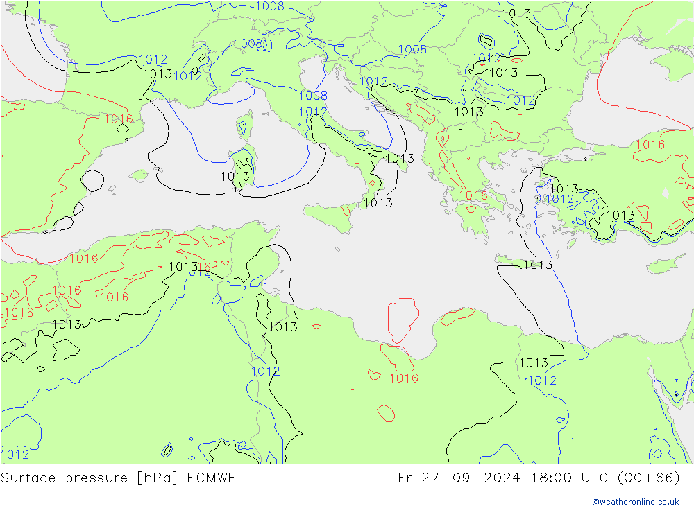 Luchtdruk (Grond) ECMWF vr 27.09.2024 18 UTC