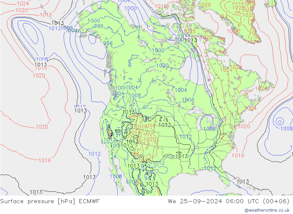 Bodendruck ECMWF Mi 25.09.2024 06 UTC