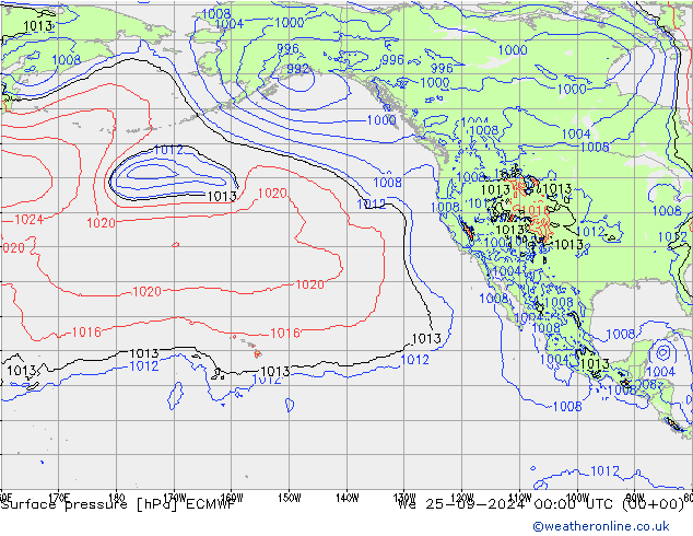 Yer basıncı ECMWF Çar 25.09.2024 00 UTC