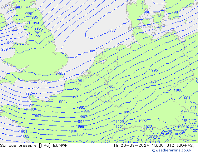 pressão do solo ECMWF Qui 26.09.2024 18 UTC