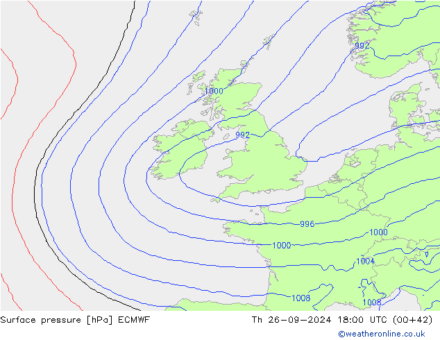 pressão do solo ECMWF Qui 26.09.2024 18 UTC