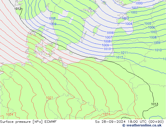 Luchtdruk (Grond) ECMWF za 28.09.2024 18 UTC