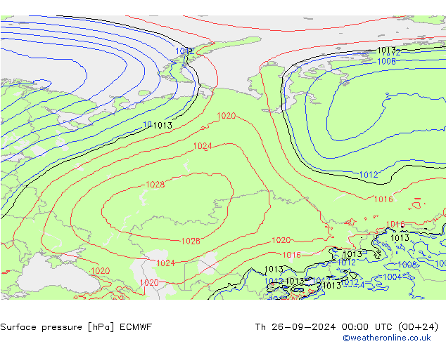 Surface pressure ECMWF Th 26.09.2024 00 UTC