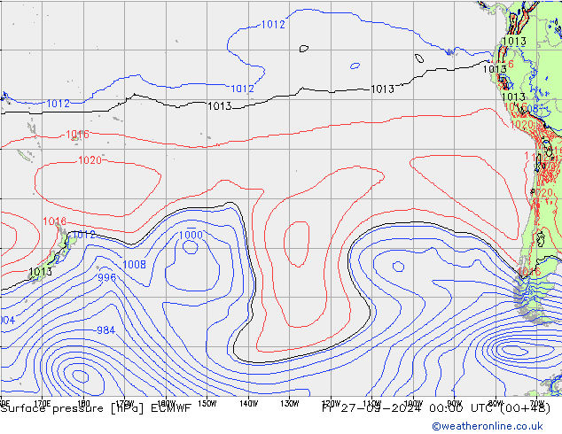 приземное давление ECMWF пт 27.09.2024 00 UTC