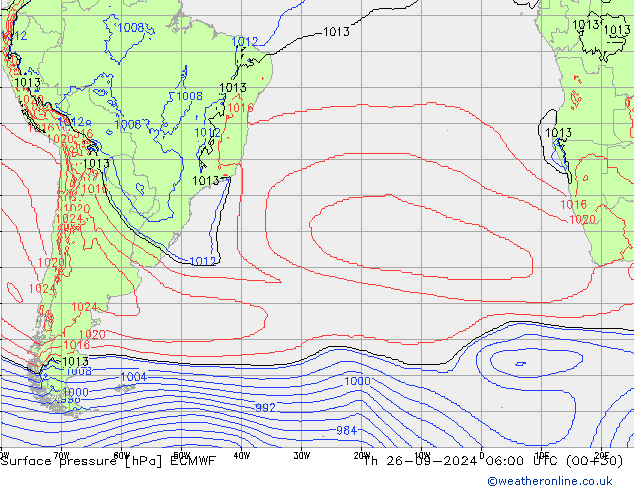 Surface pressure ECMWF Th 26.09.2024 06 UTC