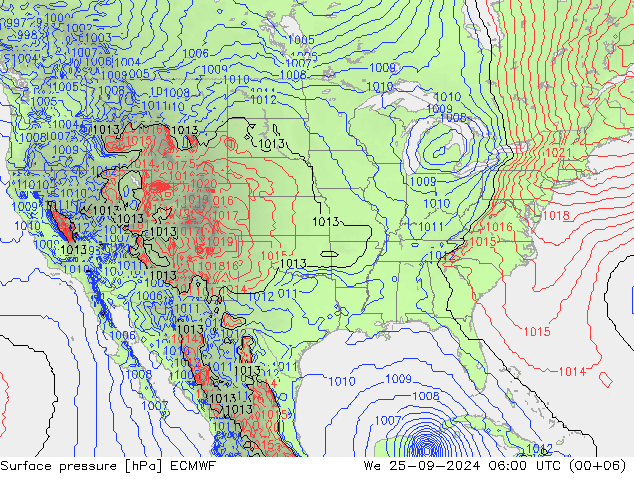 Surface pressure ECMWF We 25.09.2024 06 UTC