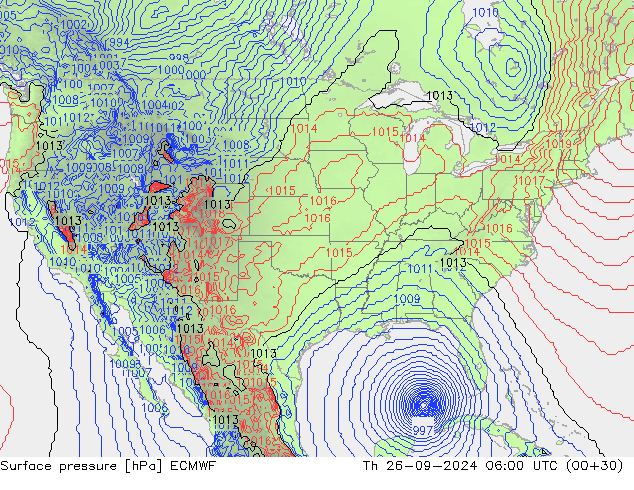 Presión superficial ECMWF jue 26.09.2024 06 UTC