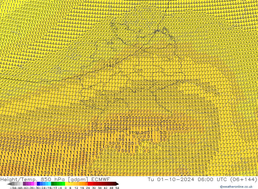 Height/Temp. 850 гПа ECMWF вт 01.10.2024 06 UTC