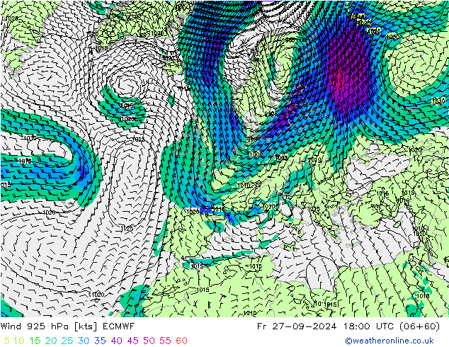 Vento 925 hPa ECMWF Sex 27.09.2024 18 UTC