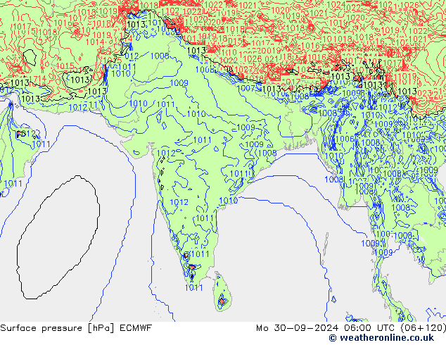 приземное давление ECMWF пн 30.09.2024 06 UTC