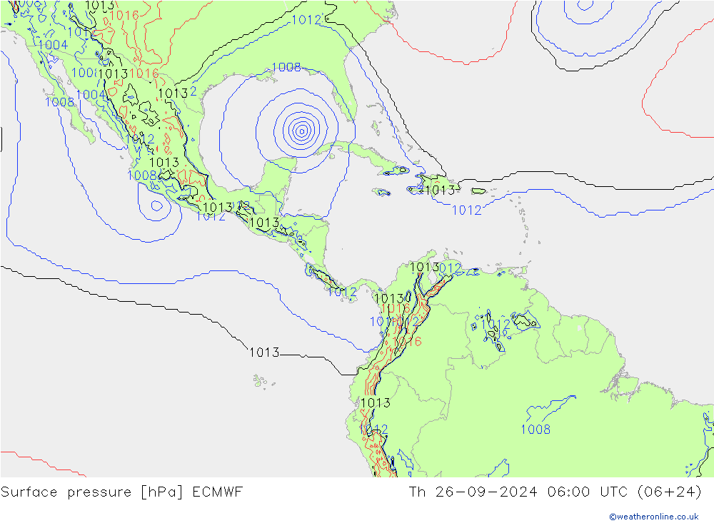 Atmosférický tlak ECMWF Čt 26.09.2024 06 UTC