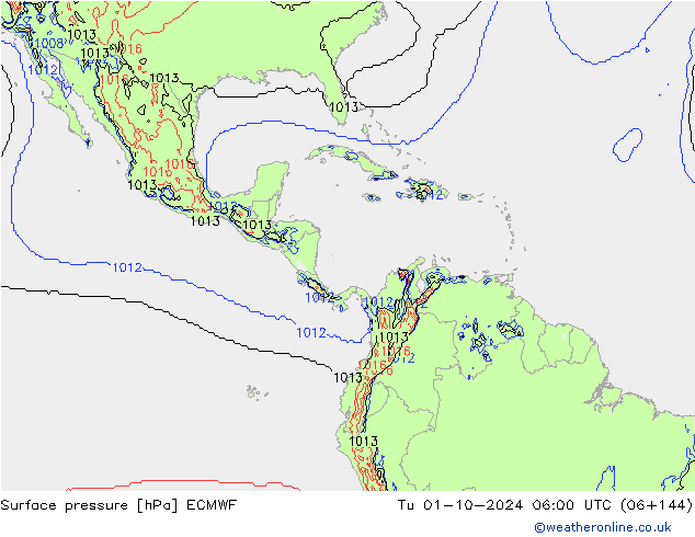 Surface pressure ECMWF Tu 01.10.2024 06 UTC