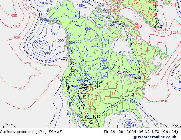 pression de l'air ECMWF jeu 26.09.2024 06 UTC