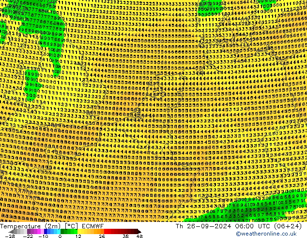 Temperaturkarte (2m) ECMWF Do 26.09.2024 06 UTC