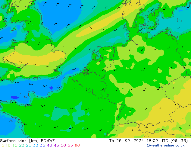 Bodenwind ECMWF Do 26.09.2024 18 UTC