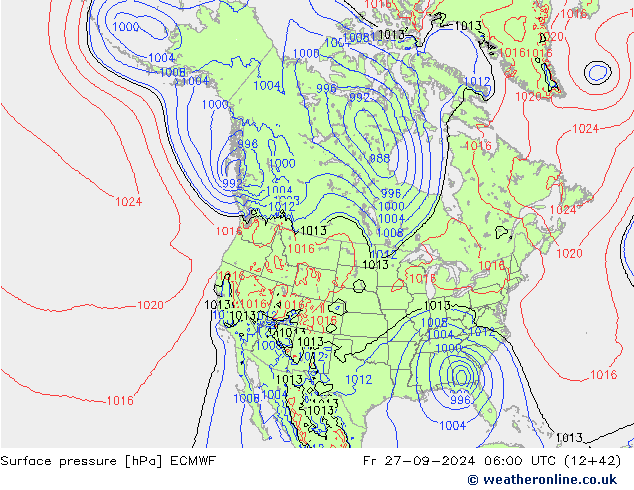 Surface pressure ECMWF Fr 27.09.2024 06 UTC