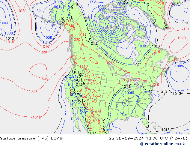 pression de l'air ECMWF sam 28.09.2024 18 UTC