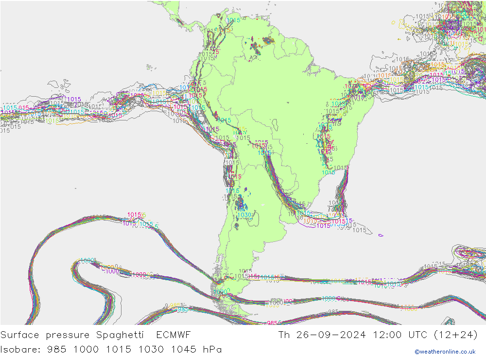 Bodendruck Spaghetti ECMWF Do 26.09.2024 12 UTC