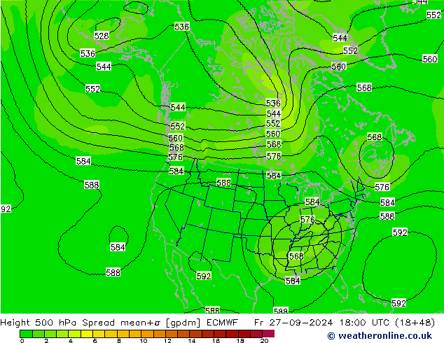 Height 500 hPa Spread ECMWF ven 27.09.2024 18 UTC