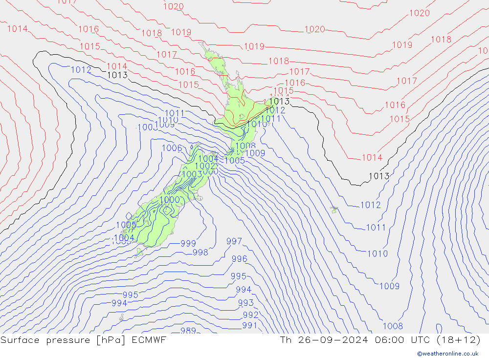 Pressione al suolo ECMWF gio 26.09.2024 06 UTC