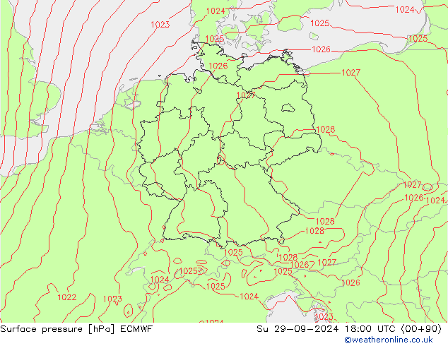 приземное давление ECMWF Вс 29.09.2024 18 UTC