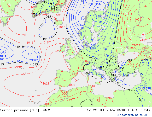 pression de l'air ECMWF sam 28.09.2024 06 UTC