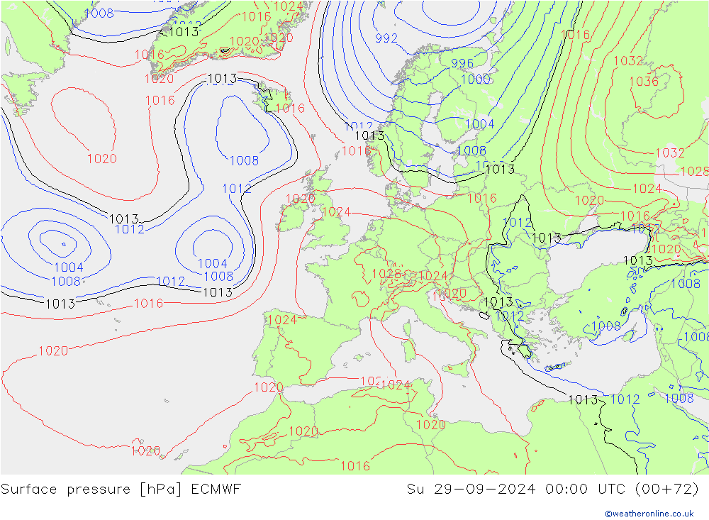 ciśnienie ECMWF nie. 29.09.2024 00 UTC